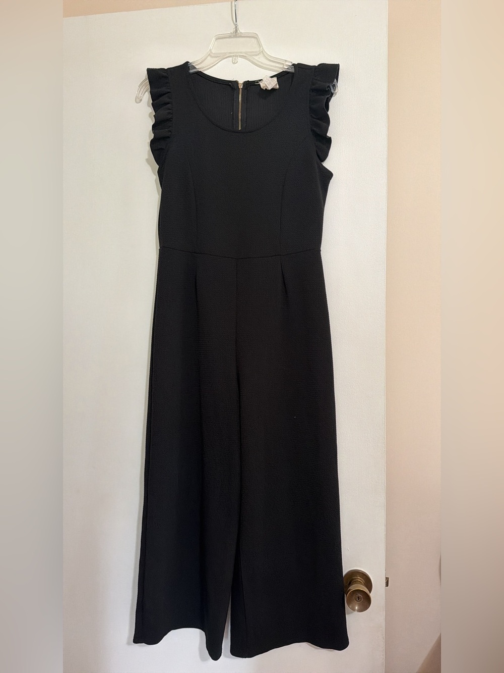 Black cropped length jumpsuit